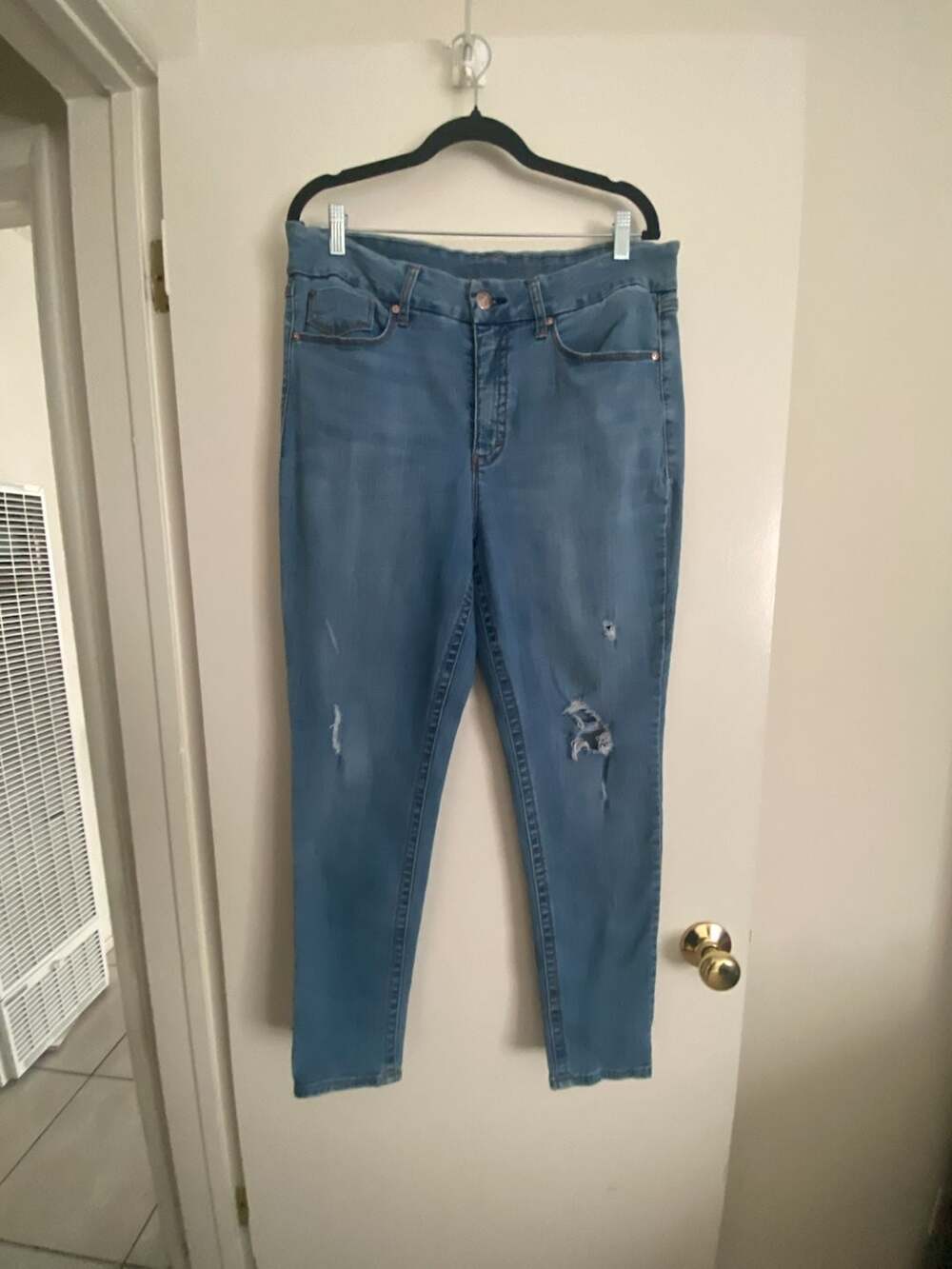Seven7 Jeans Skinny Distressed Size 16 Blue High Rise